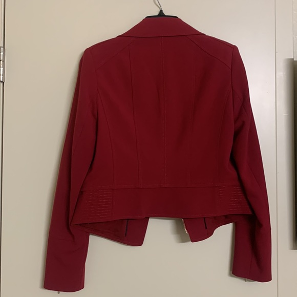 White House Black Market Moto Jacket Wine Red 8 Gold Zipper Lined - Picture 6 of 8